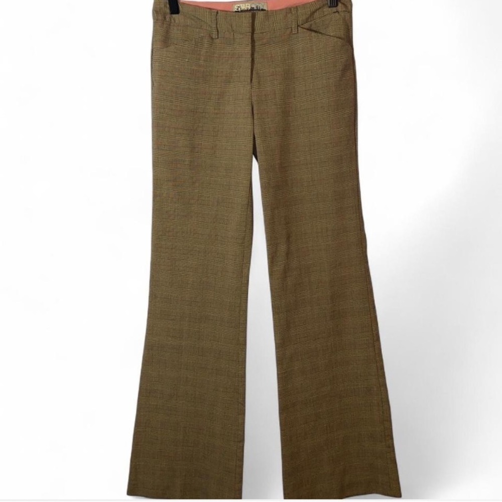 Star City Brown pink Plaid flare dress pants lowrise Y2K size jr 3 Charlotte